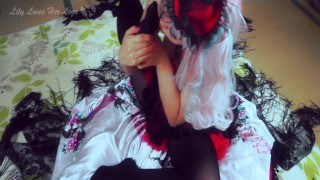 Hot Japanese Girl Self Foot Worship in Black Pantyhose and Bare Feet