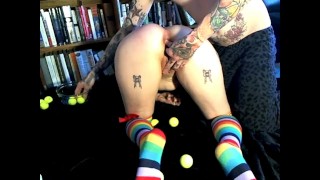 Gaping pussy golfball insertion circus trick