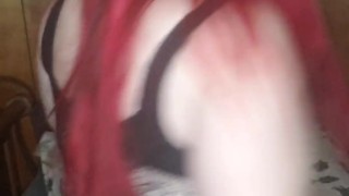 Lady Red BBW Twerks in Fishnet stockings