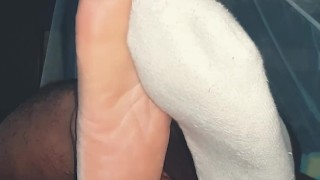 Showing my feet one naked the other with sock on