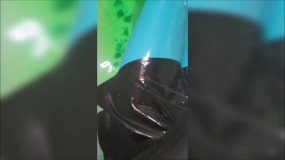 Wearing Latex in a bathtub with slime