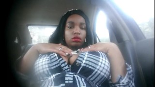 BBW Plays with Big Tits in Public