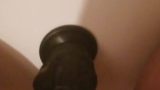 Riding my big black dildo