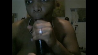 BBW Sucks BBC Dildo Sloppily