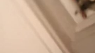Slutty teen babe strips in bathroom