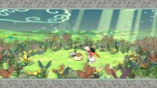 Feeding rabbits in Okami