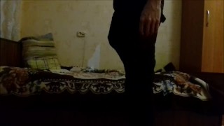 Russian guy plays with big cock