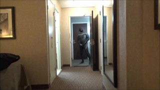 quick wetsuited cum at hotel room door