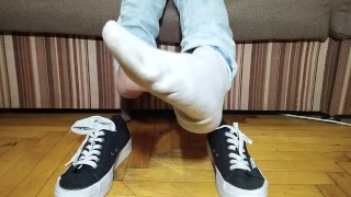 Sneakers, dirty socks, long toes play with socks - OlgaNovem