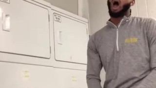 SMOKEPOLEBOY CAUGHT JACKING OFF AT THE LAUNDRY MAT.