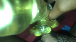 HUGE Vibrating dildo on big FTM clit (closeup POV)