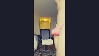 Hot guy shows off his pink thong in hotel room