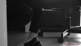 Femdom Wife gets her Shoes and Feet licked - Mistress Kym