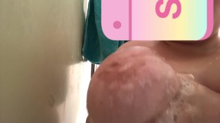 Soapy shower tit play 