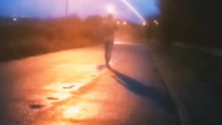Nearly caught walking naked in the road