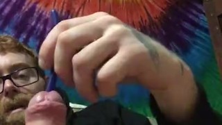 First time sounding stretching my cock hole