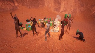 Santa gives cum to reindeer girls: fuck, facial, futa (wild life game)