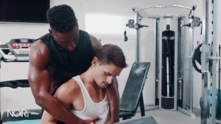 NoirMale - White athlete in jock gets BBCed