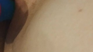 Pregnant teen masturbates with rainbow dildo