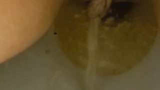 Peeing in public dirty restroom 