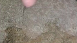 Stroking and peeing outside