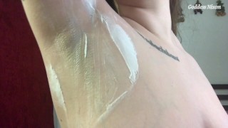 Hairy Armpit Shaving While Topless - Preview