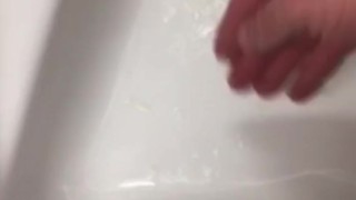 Horny at the office, again..Escaped to the washroom to jerk off & cum again