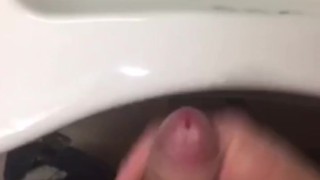 Horny at the office, again..Escaped to the washroom to jerk off & cum again