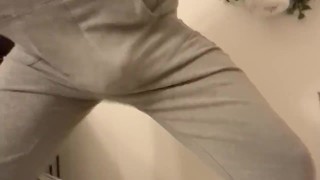 Wearing Grey Sweatpants while I Jerk off & Cum 