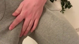 Wearing Grey Sweatpants while I Jerk off & Cum 