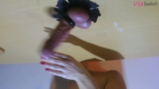 Femdom Cock Slapping and Milking Table Splashing - Gloryhole LiljaSwitch