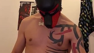 Tattooed Guy Jerking Off with Big Dildo in His Ass - Cums on Jockstrap