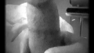 Jerking off my long cock in black & white 