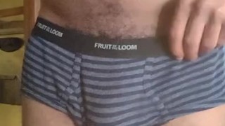 Showing off sexy Brief Bulge in public