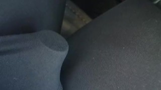 Driving around, vibrator in leggings, getting off!
