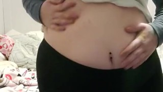College Girl Plays with Chubby Belly