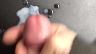 Straight college guy trying not to get caught moaning loud cumming at work leather verbal cumshot