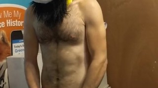 Humping a yellow rabbit toy in a yellow rabbit head lol