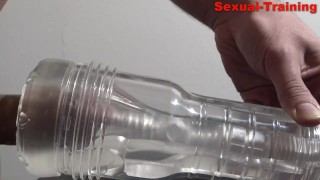Transparent Fleshlight training for stamina improvement & cum control 1a.