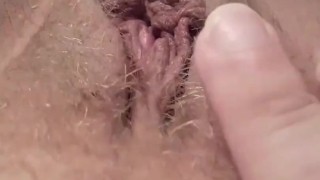 Showing you my big clit and pink pussy with blonde muff