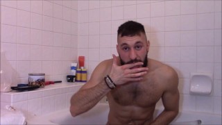 A SUPER fucking amazing cum! SEXY HUNK, SHOWERING AND CUMS