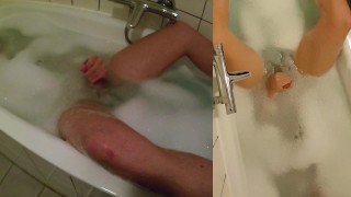 Playtime in bath with mesh underwear, ass play and cum