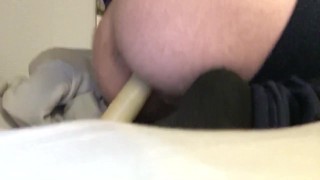 Stretching that hole out before company comes over