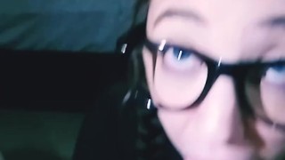 ORAL CREAMPIE Cute nerdy wife slurpy sloppy deepthroat