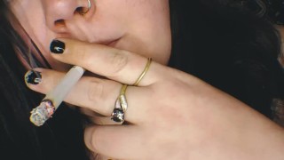 BBW smoking and playing with tits again