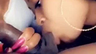 stepbrother getting blowjob from stepsister & best friend