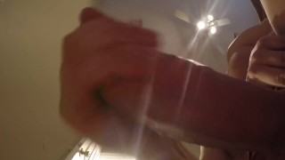 Moaning and Stroking Huge Dick