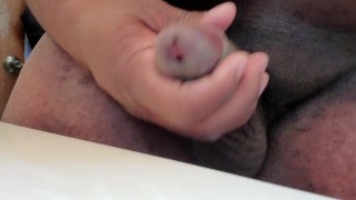 Bhm ebony bbc morning jerk off with cum close up