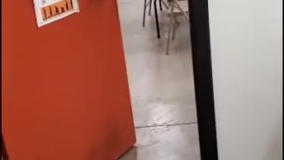 Pissing at work with the door open
