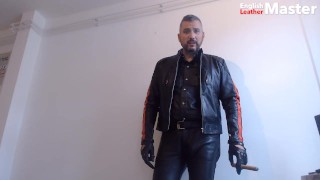 Cigar smoking humiliation in my full leathers preview